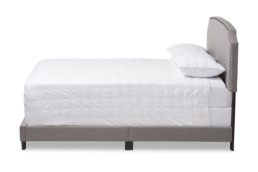 baxton studio odette modern and contemporary light grey fabric upholstered full size bed | Modish Furniture Store-3