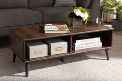 Baxton Studio Pierre Mid-Century Modern Brown and Dark Grey Finished Wood Coffee Table