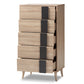 baxton studio lisen mid century modern light oak and grey 5 drawer chest | Modish Furniture Store-3