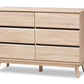 baxton studio miren mid century modern light oak and dark grey 6 drawer dresser | Modish Furniture Store-2