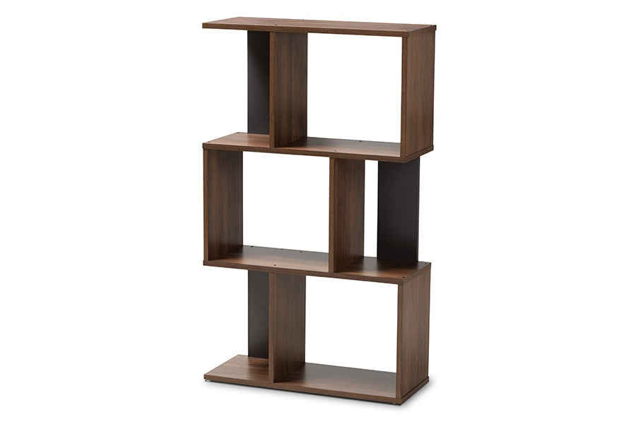 Baxton Studio Legende Modern and Contemporary Brown and Dark Grey Finished Display Bookcase | Modishstore | Bookcases-2