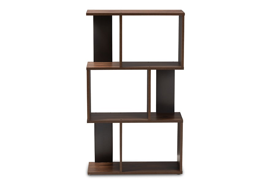 Baxton Studio Legende Modern and Contemporary Brown and Dark Grey Finished Display Bookcase | Modishstore | Bookcases-3
