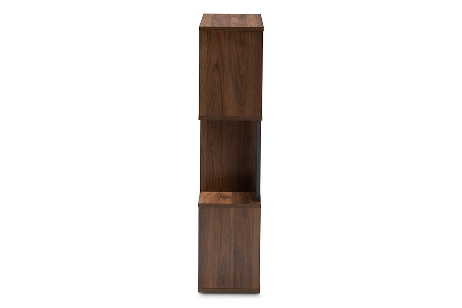 Baxton Studio Legende Modern and Contemporary Brown and Dark Grey Finished Display Bookcase | Modishstore | Bookcases-4