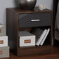 Baxton Studio Hansel Modern and Contemporary 1-Drawer Dark Brown and Dark Grey Finished Nightstand | Modishstore | Nightstands