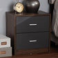 Baxton Studio Hansel Modern and Contemporary 2-Drawer Dark Brown and Dark Grey Finished Nightstand | Modishstore | Nightstands