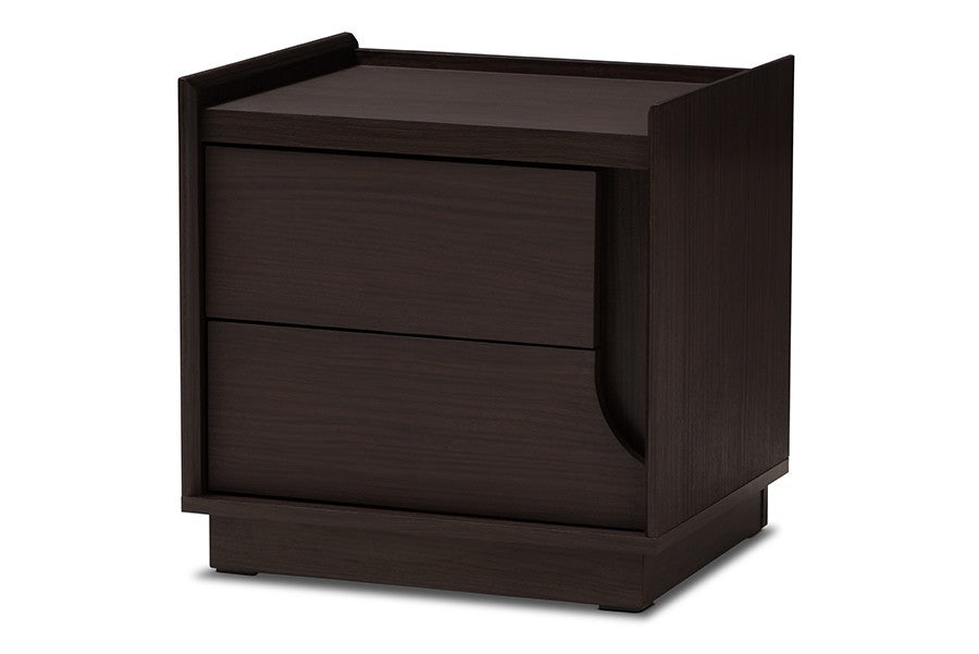 Baxton Studio Larsine Modern and Contemporary Brown Finished 2-Drawer Nightstand | Modishstore | Nightstands-2