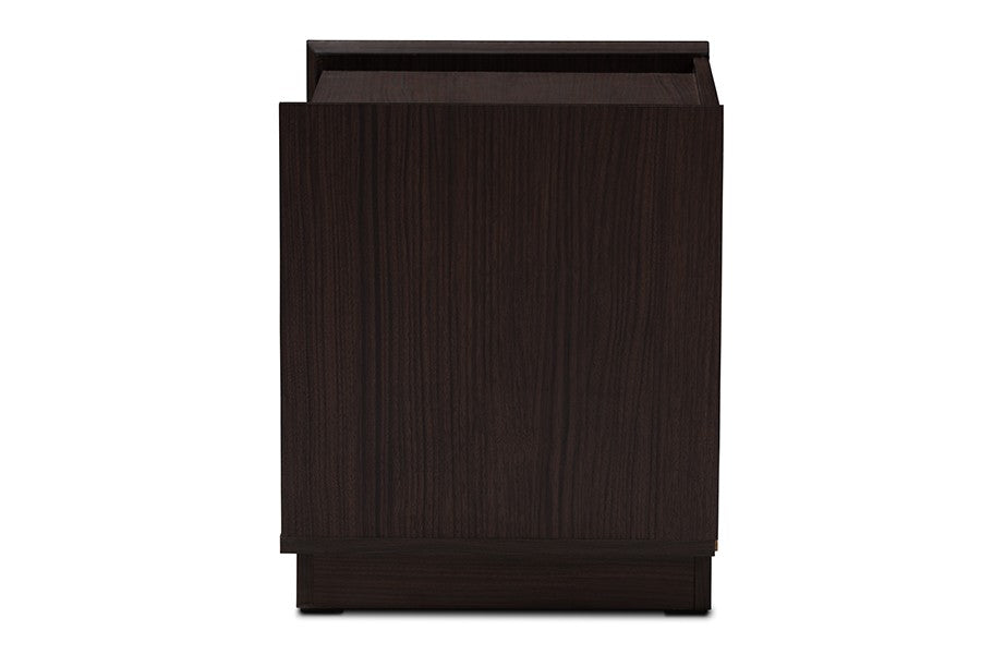 Baxton Studio Larsine Modern and Contemporary Brown Finished 2-Drawer Nightstand | Modishstore | Nightstands-5