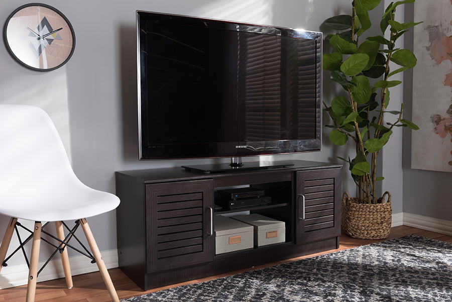 Baxton Studio Gianna Modern and Contemporary Wenge Brown Finished TV Stand | Modishstore | TV Stands