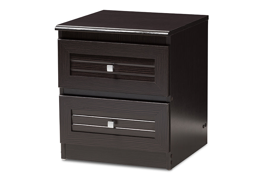 baxton studio carine modern and contemporary wenge brown finished 2 drawer nightstand | Modish Furniture Store-2