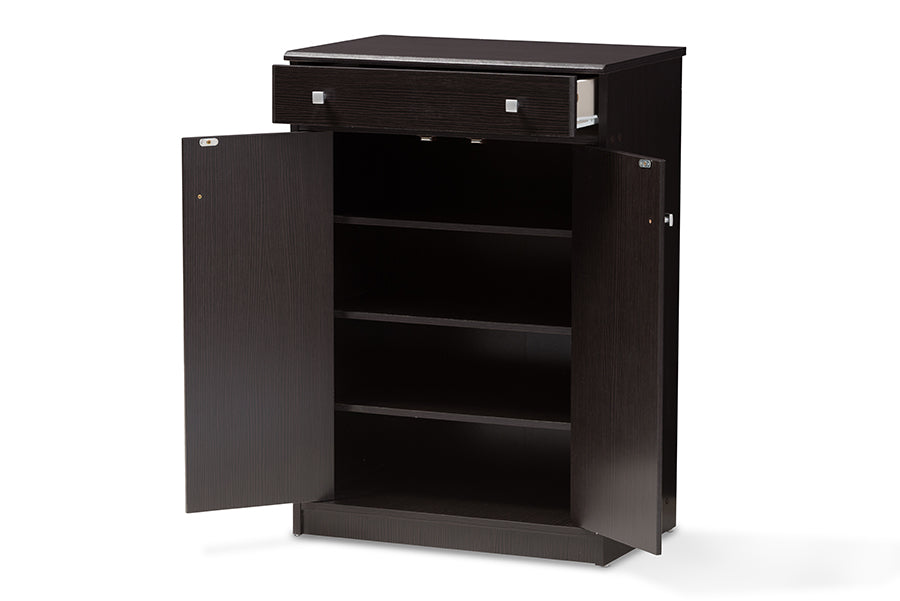 baxton studio dariell modern and contemporary wenge brown finished shoe cabinet | Modish Furniture Store-3