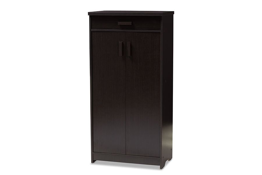 baxton studio bienna modern and contemporary wenge brown finished shoe cabinet | Modish Furniture Store-2