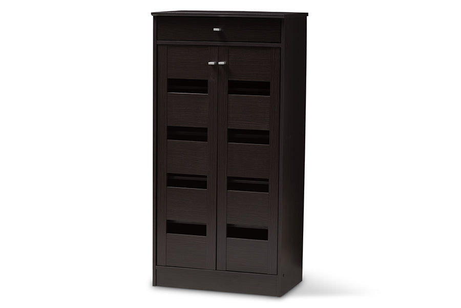 baxton studio acadia modern and contemporary wenge brown finished shoe cabinet | Modish Furniture Store-2