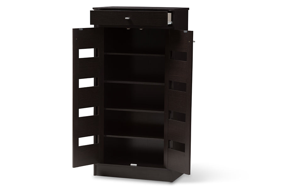 baxton studio acadia modern and contemporary wenge brown finished shoe cabinet | Modish Furniture Store-3