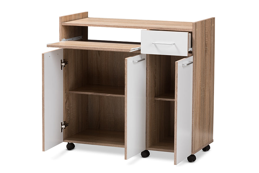 baxton studio charmain modern and contemporary light oak and white finish kitchen cabinet | Modish Furniture Store-3