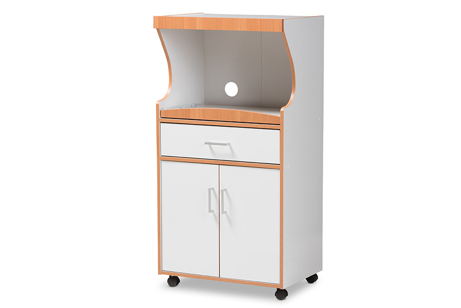 baxton studio edonia modern and contemporary beech brown and white finish kitchen cabinet | Modish Furniture Store-2