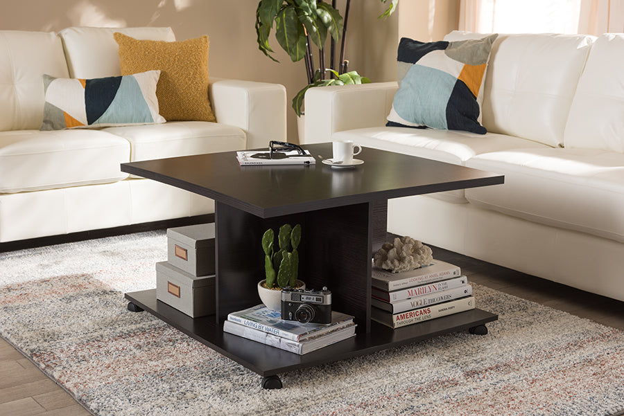 Baxton Studio Cladine Modern and Contemporary Wenge Brown Finished Coffee Table | Coffee Tables | Modishstore - 2