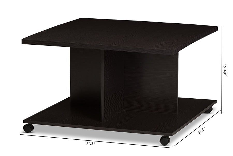 Baxton Studio Cladine Modern and Contemporary Wenge Brown Finished Coffee Table | Coffee Tables | Modishstore - 6