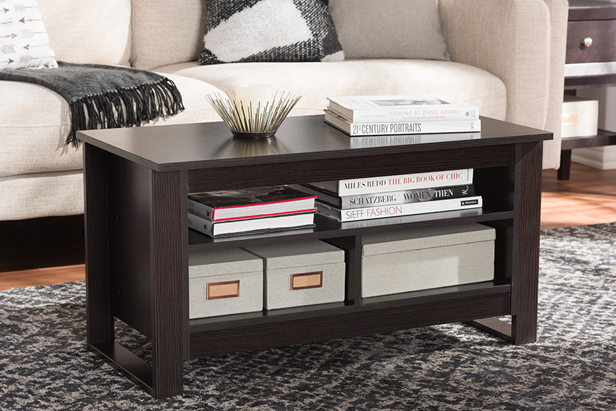 Baxton Studio Nerissa Modern and Contemporary Wenge Brown Finished Coffee Table | Modishstore | Coffee Tables