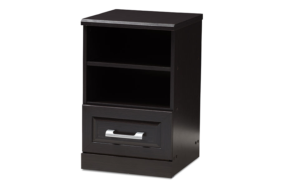 baxton studio odelia modern and contemporary wenge brown finished 1 drawer nightstand | Modish Furniture Store-2