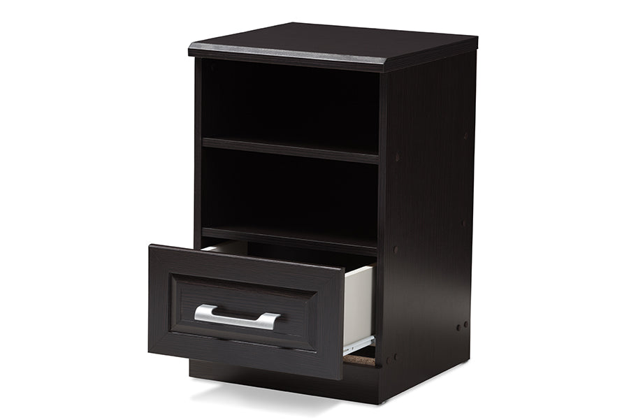 baxton studio odelia modern and contemporary wenge brown finished 1 drawer nightstand | Modish Furniture Store-3