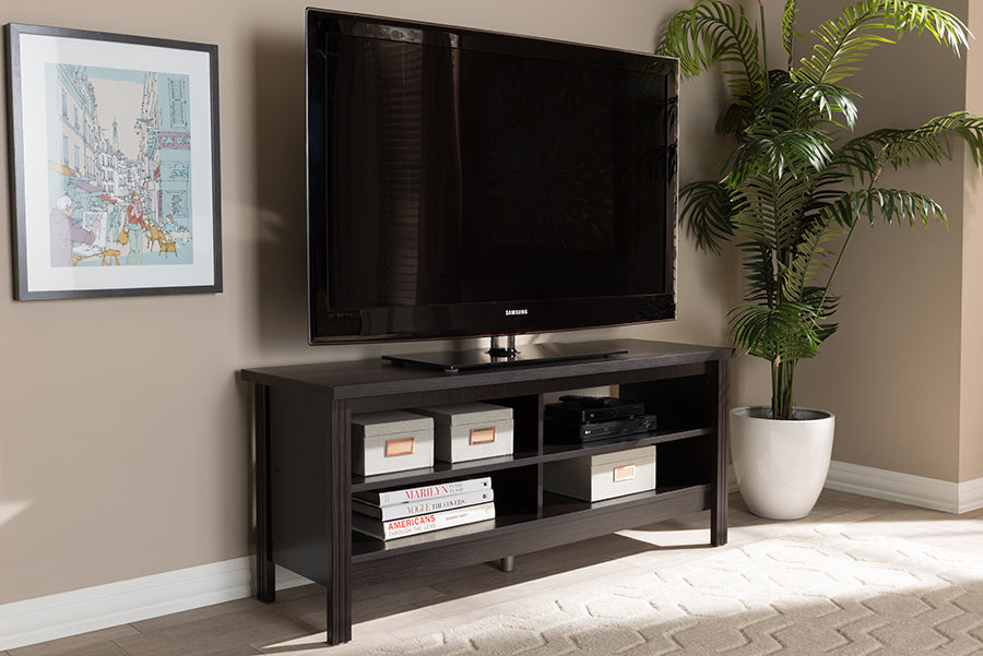 Baxton Studio Sloane Modern and Contemporary Wenge Brown Finished TV Stand | Modishstore | TV Stands