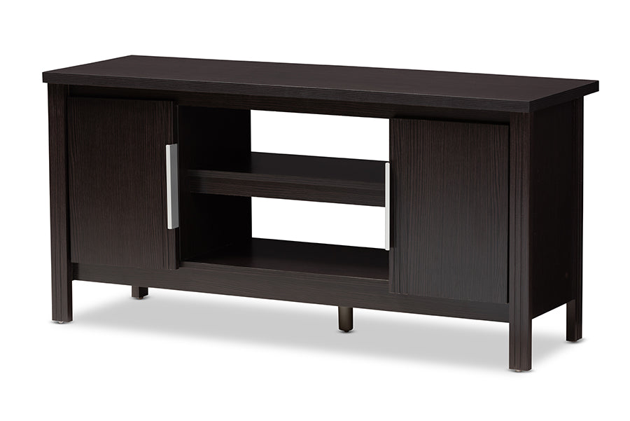 baxton studio marley modern and contemporary wenge brown finished tv stand | Modish Furniture Store-2