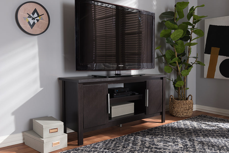Baxton Studio Marley Modern and Contemporary Wenge Brown Finished TV Stand | Modishstore | TV Stands