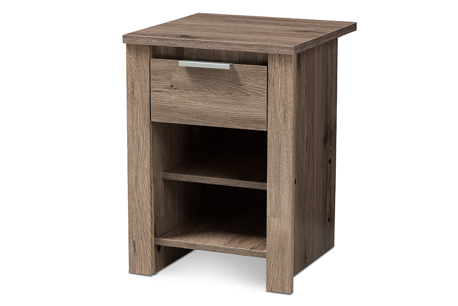 baxton studio laverne modern and contemporary oak brown finished 1 drawer nightstand | Modish Furniture Store-2