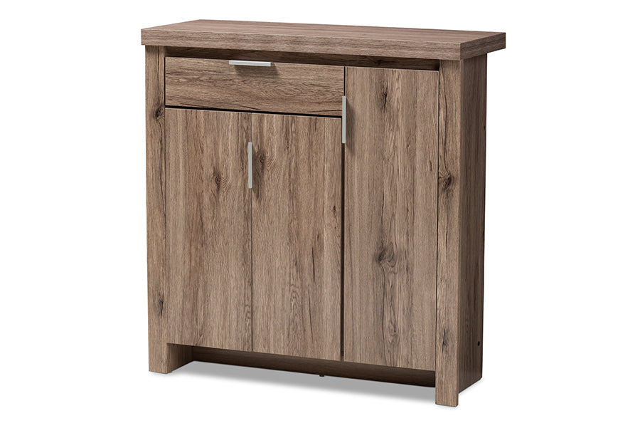 baxton studio laverne modern and contemporary oak brown finished shoe cabinet | Modish Furniture Store-2