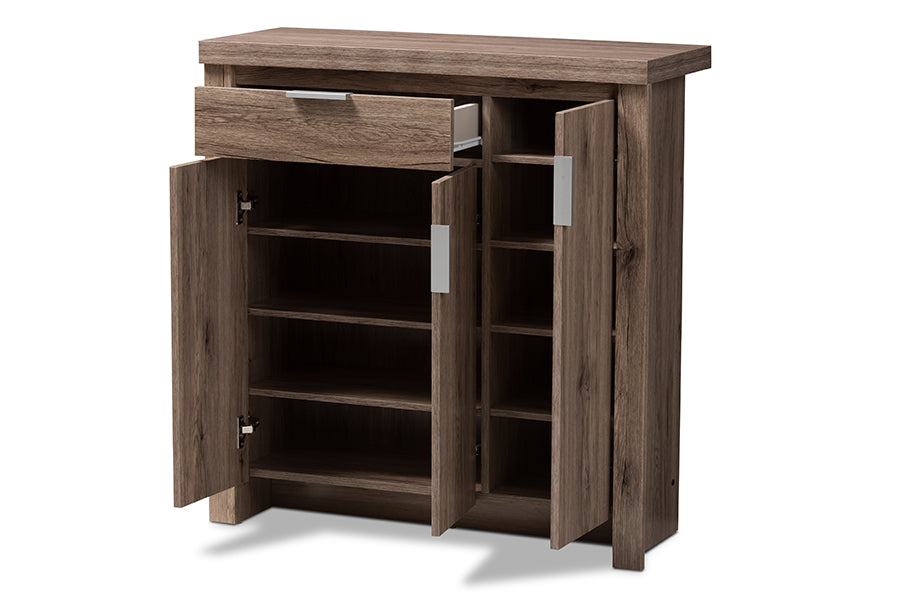 baxton studio laverne modern and contemporary oak brown finished shoe cabinet | Modish Furniture Store-3