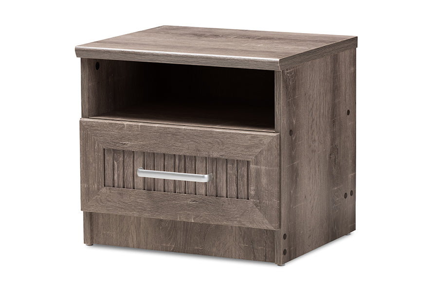 baxton studio gallia modern and contemporary oak brown finished 1 drawer nightstand | Modish Furniture Store-2