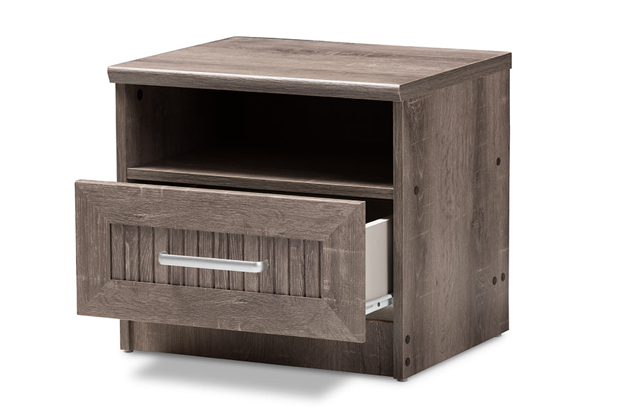 baxton studio gallia modern and contemporary oak brown finished 1 drawer nightstand | Modish Furniture Store-3