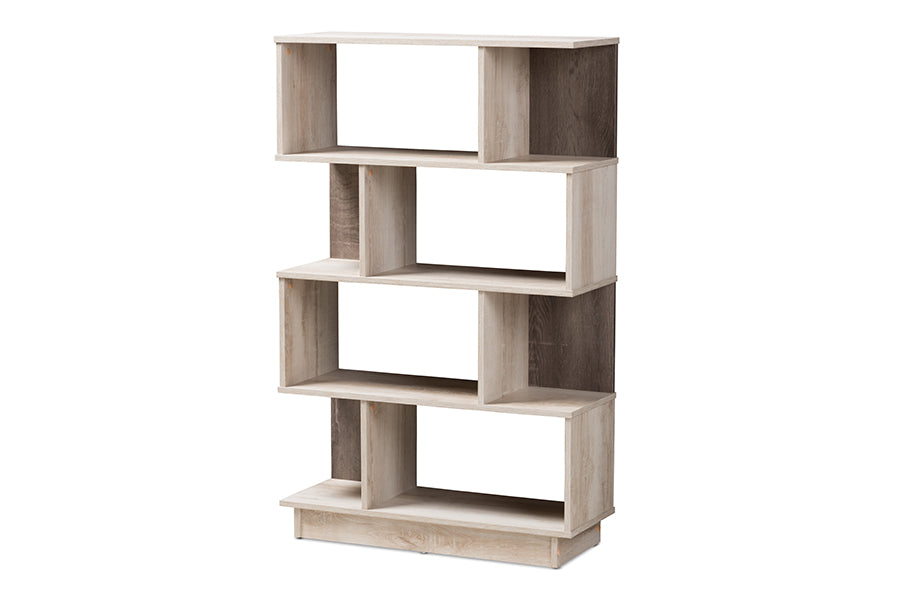 baxton studio teagan modern and contemporary oak finished display bookcase | Modish Furniture Store-2