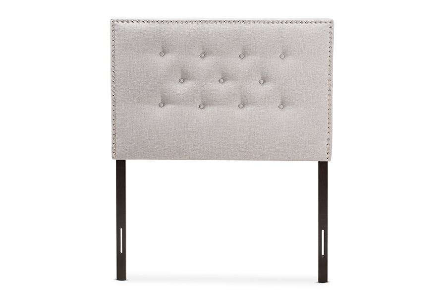 Baxton Studio Windsor Modern and Contemporary Greyish Beige Fabric Upholstered Twin Size Headboard | Headboards | Modishstore - 4