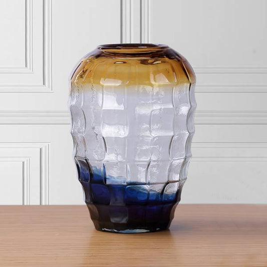 Large Blue and Gold Glass Vase By SPI Home | Vases | Modishstore