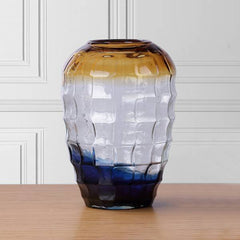 Large Blue and Gold Glass Vase By SPI Home