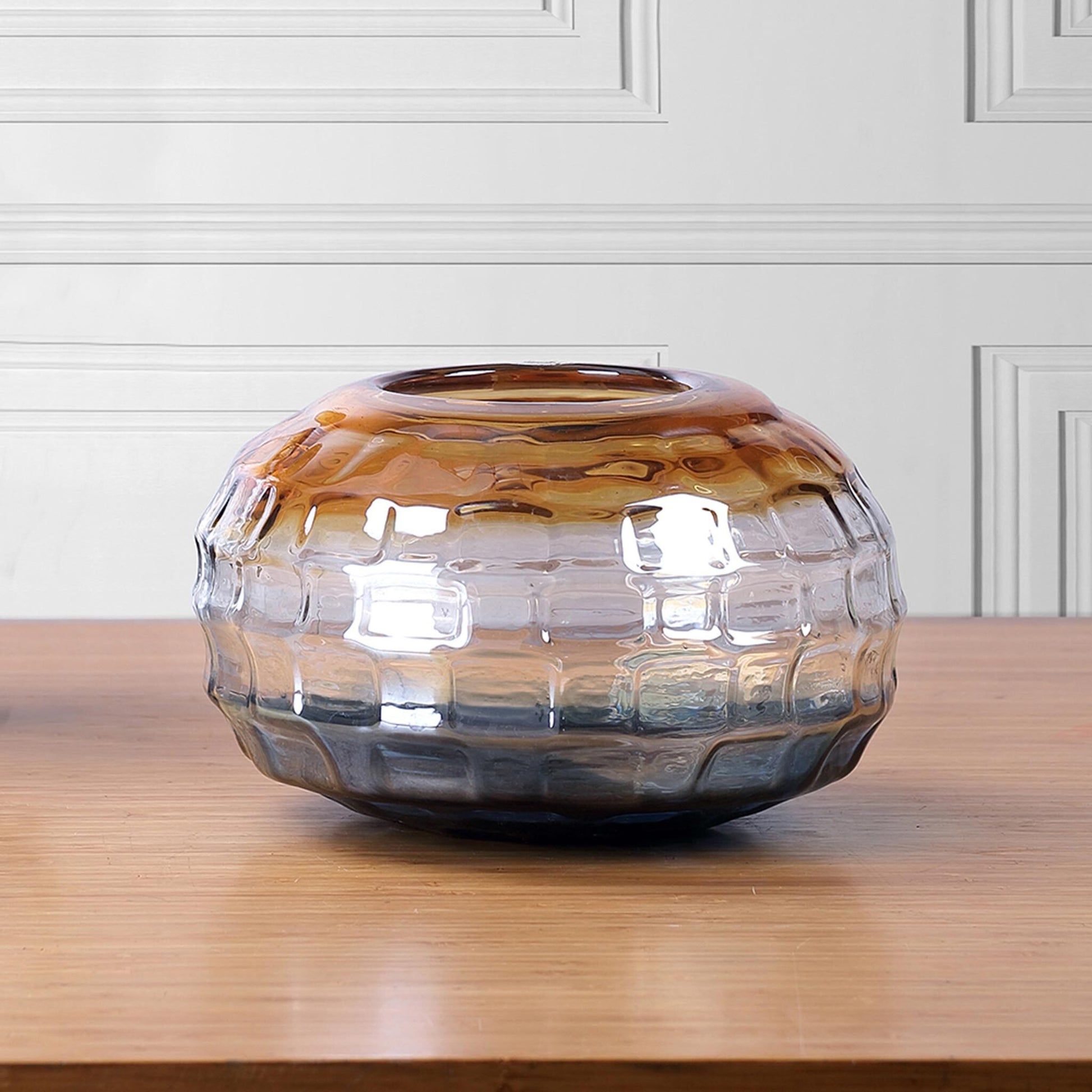 Short Blue and Gold Glass Vase By SPI HOME | Vases | Modishstore