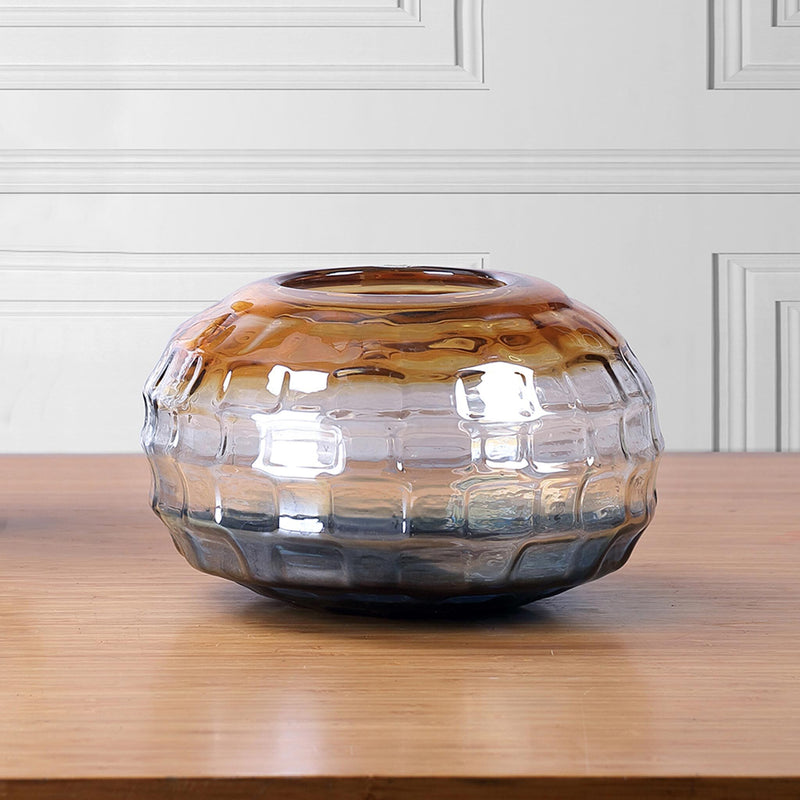 Short Blue and Gold Glass Vase By SPI HOME | Vases | Modishstore