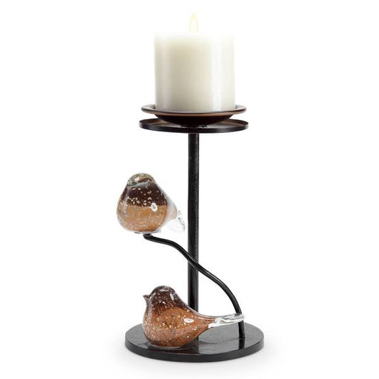 Brown Glass Bird Pair Pillar Candle Holders By SPI Home | Candle Holders | Modishstore