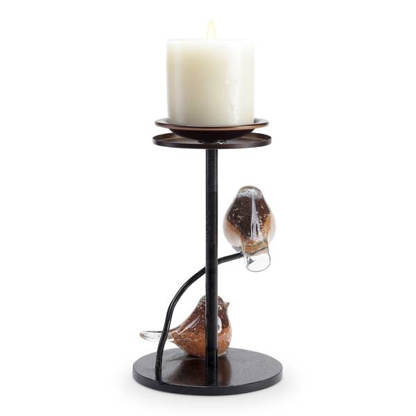 Brown Glass Bird Pair Pillar Candle Holders By SPI Home | Candle Holders | Modishstore-3