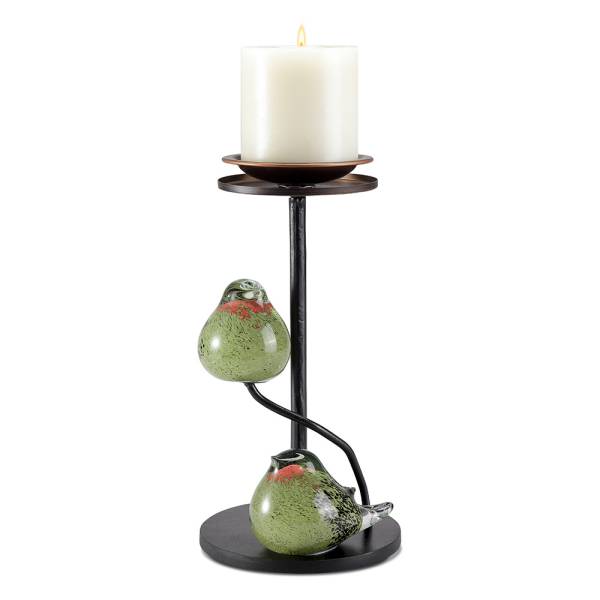 Green Glass Bird Pair Pillar Candle Holders By SPI Home | Candle Holders | Modishstore-3