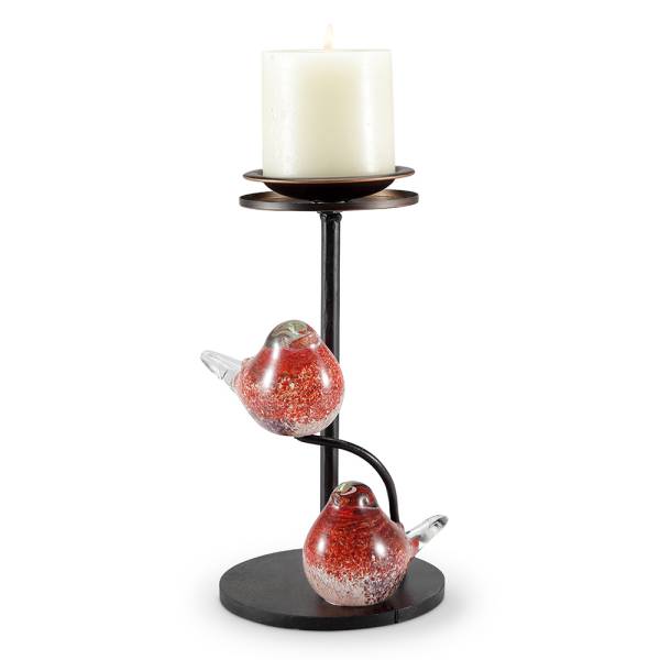 Red Glass Bird Pair Pillar Candle Holders By SPI Home | Candle Holders | Modishstore-3