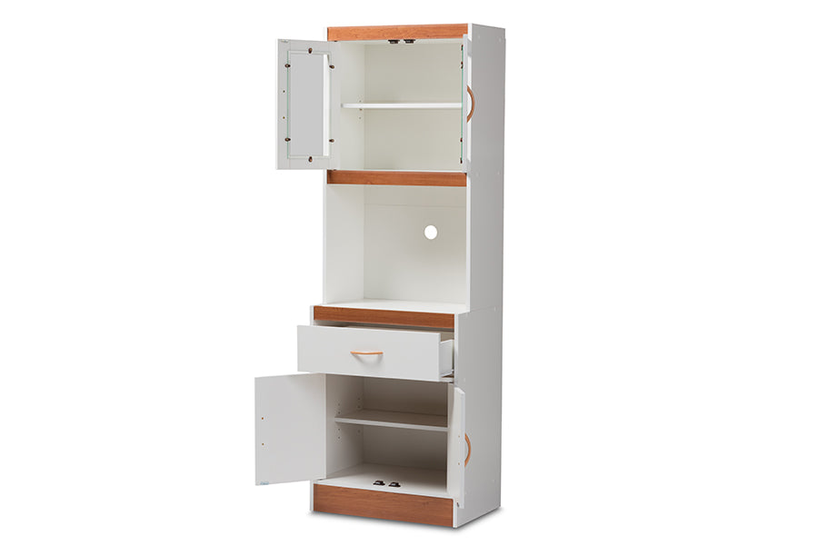 baxton studio laurana modern and contemporary white and cherry finished kitchen cabinet and hutch | Modish Furniture Store-3