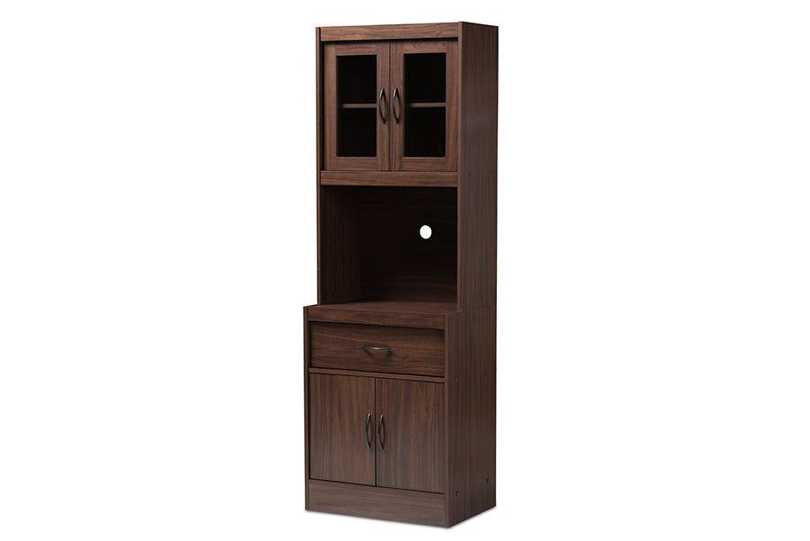 baxton studio laurana modern and contemporary dark walnut finished kitchen cabinet and hutch | Modish Furniture Store-2