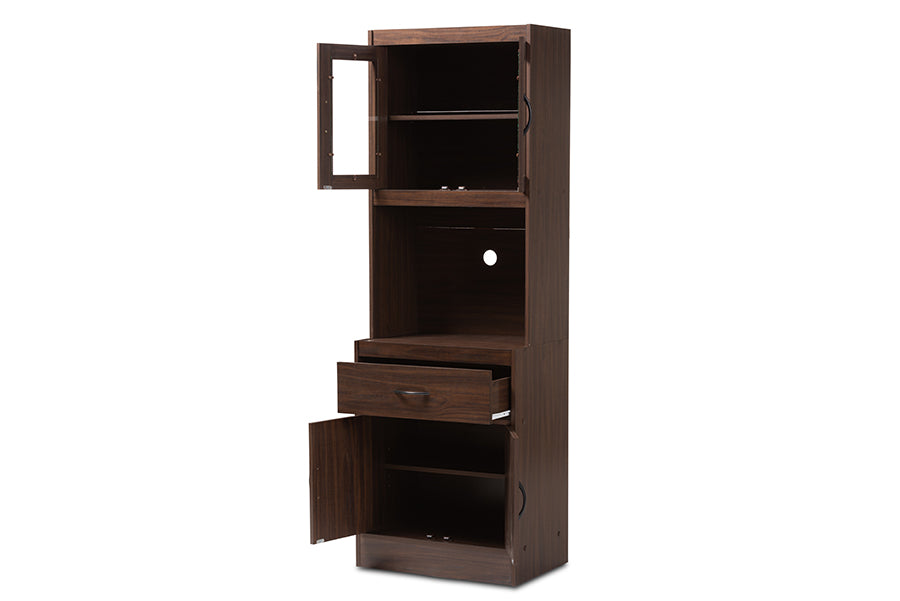 baxton studio laurana modern and contemporary dark walnut finished kitchen cabinet and hutch | Modish Furniture Store-3