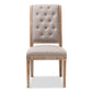 Baxton Studio Charmant French Provincial Beige Fabric Upholstered Weathered Oak Finished Wood Dining Chair | Modishstore | Dining Chairs - 3