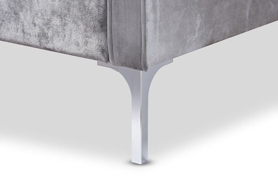 baxton studio clara modern and contemporary grey velvet fabric upholstered 2 piece living room set | Modish Furniture Store-3