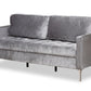 baxton studio clara modern and contemporary grey velvet fabric upholstered 3 seater sofa | Modish Furniture Store-2