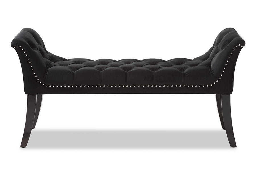baxton studio chandelle luxe and contemporary black velvet upholstered bench | Modish Furniture Store-3