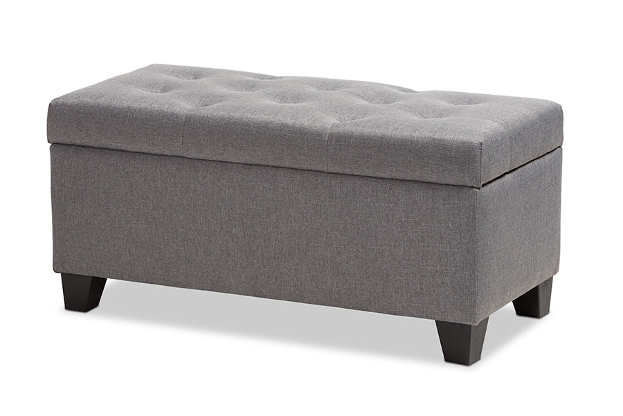 baxton studio michaela modern and contemporary grey fabric upholstered storage ottoman | Modish Furniture Store-2